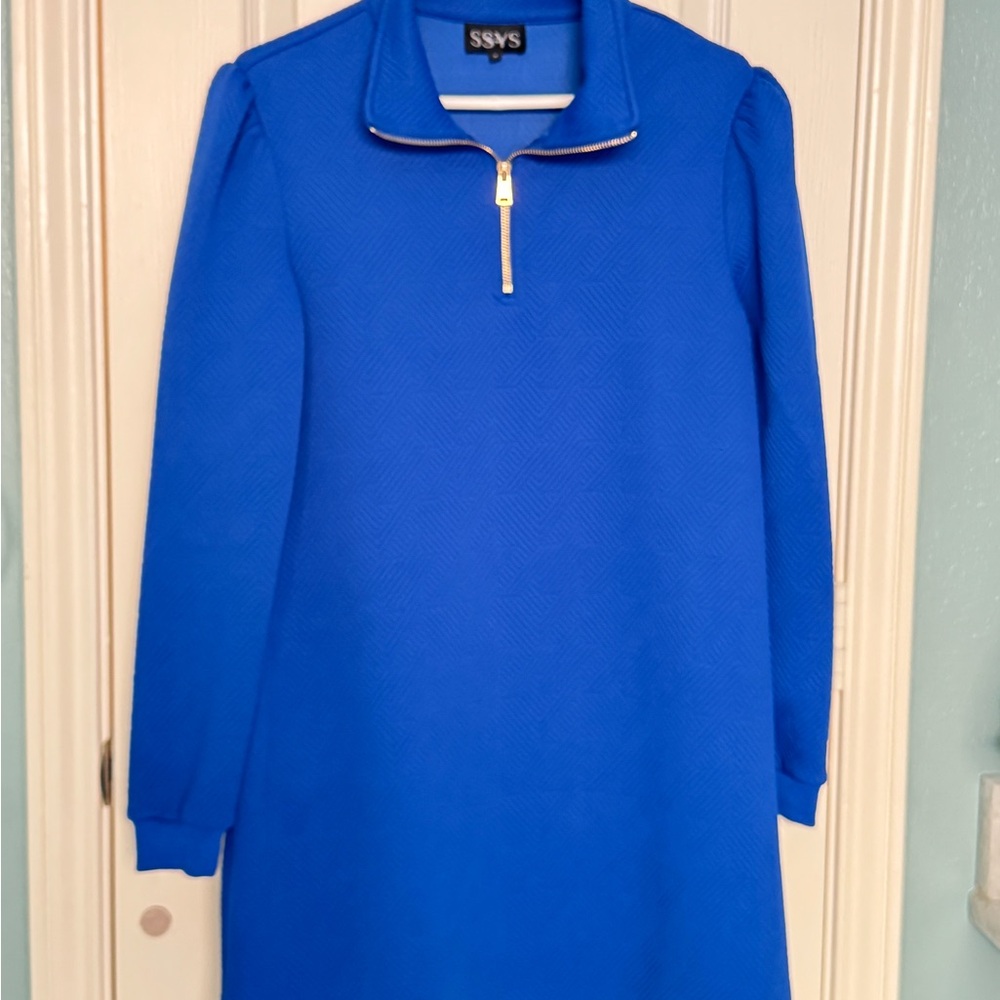 SSYS Quilted Zip Puff Dress in Royal